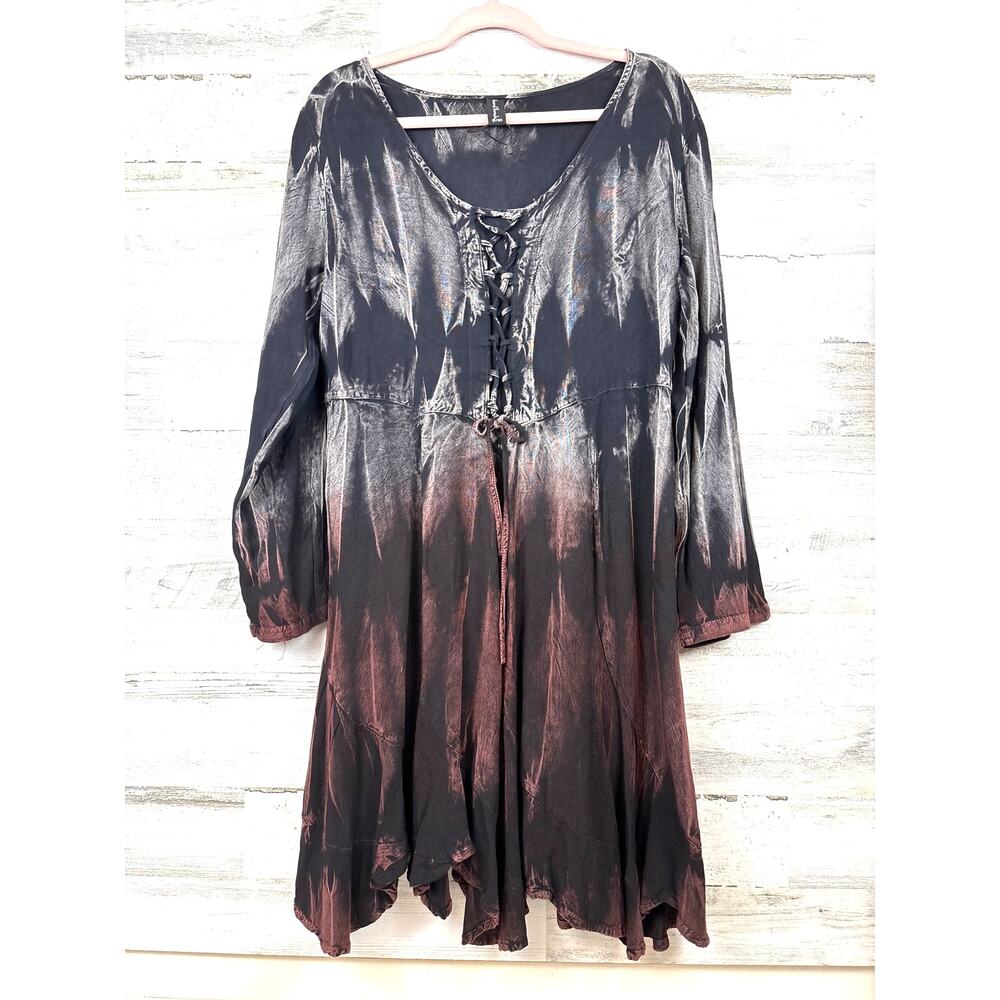 Sacred Threads Black Ombre Mini Dress Womens S/M Hippie Boho NEW